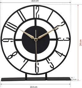Bunella fekete fém falióra, Ø25 cm