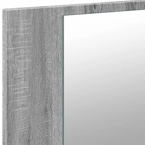 szürke sonoma akril LED-es tükrös fürdőszobaszekrény 80x12x45cm
