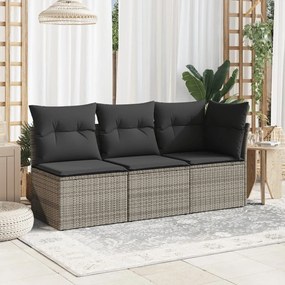 Szürke polyrattan kerti sarokkanapé párnával