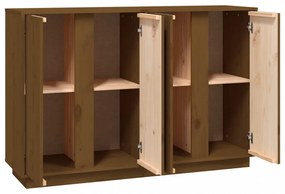 mézbarna tömör fenyőfa tálalószekrény 120x35x80 cm