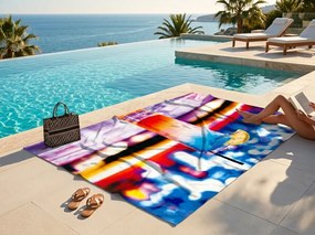 Gyorsan száradó XXL strand fürdőlepedő FRIZZEL színes 150 x 210 cm, 100% mikroszál