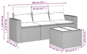 4 részes bézs polyrattan kerti ülőgarnitúra párnákkal