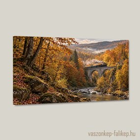 Őszi gőzös a völgyben – prémium vászonkép 40x23 cm