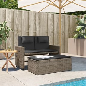 szürke polyrattan dönthető kerti pad párnával