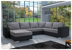 YORK kárpitozott, univerzális, kihúzható U-alakú ülőgarnitúra, szürke/fekete