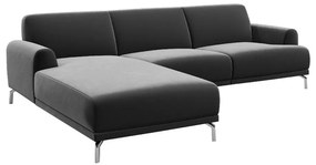 Puzo szürke bal oldali bársony sarokkanapé - MESONICA