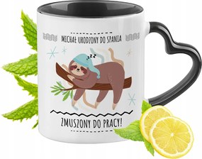 Mihálynak Fekete Bögre Szív Alakú Füllel Ajándék Nyomtatott