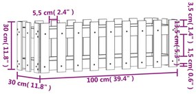 fekete tömör fenyőfa kerti magaságyás kerítéssel 100x30x30 cm