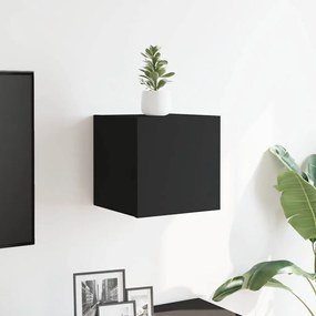 fekete falra szerelhető TV-szekrény 30,5 x 30 x 30 cm