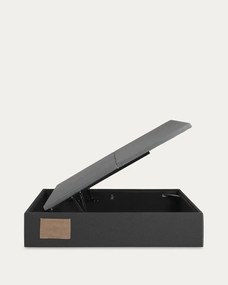 Fekete kárpitozott ágyneműtartós-ágytámla nélkül franciaágy 140x190 cm Matters – Kave Home