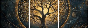 Kép – Arany aurájú fa (órával) (90x30 cm)