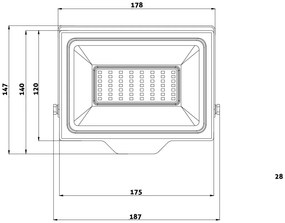 Avide ABLRFLCW-50W LED reflektor, 50W, 6400K, 5000 lm, IP65