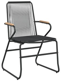 7 Részes Kerti Étkező Szett Fekete PVC Rattan