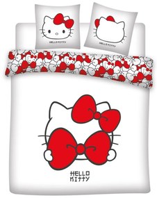 Hello Kitty Red Bow dupla, kétszemélyes ágyneműhuzat 240×220cm, 65x65 cm