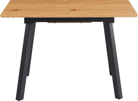 Kihúzható étkezőasztal, 120-160x80 cm, tölgy/fekete, DIRAN