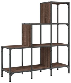 barna tölgy színű szerelt fa és fém könyvszekrény 92x30x102 cm