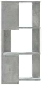 3 szintes betonszürke szerelt fa sarok könyvespolc 50x50x102 cm