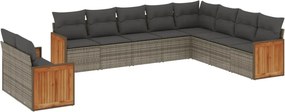 vidaXL 10 részes szürke polyrattan kerti ülőgarnitúra párnákkal