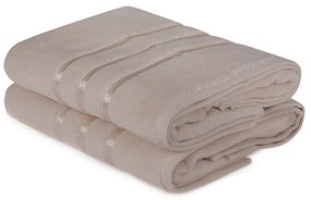 Dolce 2 db-os homokbarna pamut fürdőlepedő szett, 70 x 140 cm - Foutastic