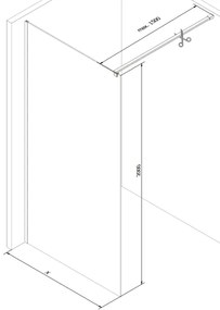 Mexen Kioto, zuhany paraván 110 x 200 cm, 8 mm-es üveg bordás mintával, króm profil, 800-110-101-01-09