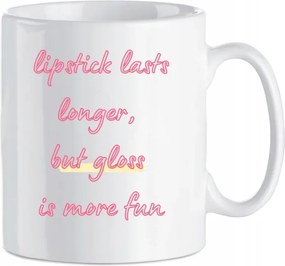 Lipstick lasts longer nyomott mintás bögre 330 ml