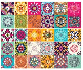 Wall Stickers Tiles Azulejos Mariska 30 db-os falmatrica szett, 15 x 15 cm - Ambiance