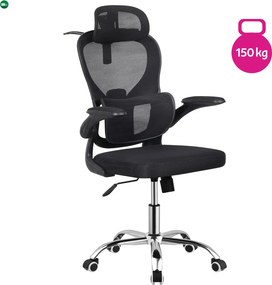 Irodai szék, fekete/króm, 150 kg teherbírás, GILON