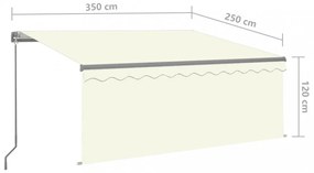 krémszínű kézzel kihúzható napellenző redőnnyel 3 x 2,5 m