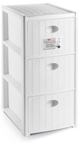 STEFANPLAST Elegance Slim műanyag tároló polc, 3 fiókos, fehér