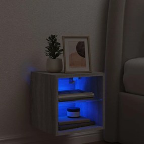szürke sonoma színű fali TV-szekrény LED-ekkel 30x28,5x30 cm
