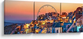 Kép - Santorini alkonyatkor (órával) (90x30 cm)