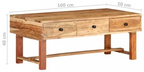 tömör akácfa dohányzóasztal 100 x 50 x 40 cm