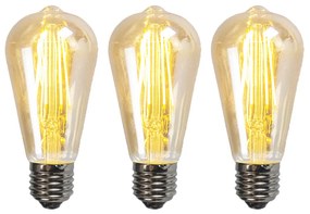 3 db E27 fényerőszabályozható LED izzó készlet ST64 arany 5W 450lm 2200K