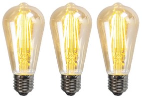3 db E27 szabályozható LED lámpa készlet ST64 arany 5W 450 lm 2200K