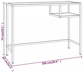 fekete márvány edzett üveg számítógépasztal 100 x 36 x 74 cm