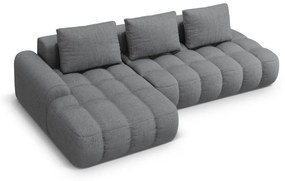 Szürke kinyitható-tárolóhelyes sarokkanapé (bal oldali-heverő résszel) Linz – Cosmopolitan Design