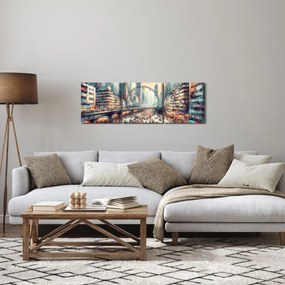 Kép - Városi élet (órával) (90x30 cm)
