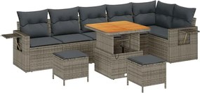 vidaXL Kerti Kanapé Szett 9 pcs Szürke polirattan