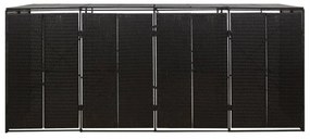fekete polyrattan négyes kerekeskuka tárolófészer 274x80x117 cm