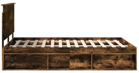 vidaXL Ágykeret fejtámlával Füstölt tölgy 160 x 200 cm Tömör fenyőfa