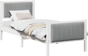vidaXL Ágykeret Fehér és világosszürke 80 x 200 cm Tömör fenyőfa