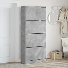 betonszürke cipőszekrény 4 kihajtható fiókkal 80x34x187,5 cm