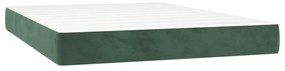 sötétzöld bársony rugós és LED-es ágy matraccal 140x190 cm