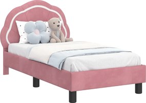 vidaXL Gyerekágy keret fejtámlával Rózsaszín 70 x 140 cm Bársony
