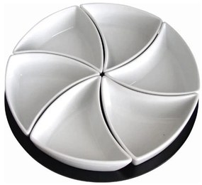 TORO 6 darabos kerámia tálkészlet fa tálcával