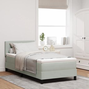 Boxspring Ágy Mattress-szel és LED Fénnyel Szürke 90x200 cm Bársony