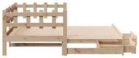 kihúzható heverő fiókokkal matrac nélkül 80 x 200 cm