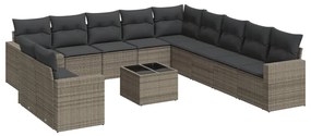 12 részes szürke polyrattan kerti ülőgarnitúra párnákkal