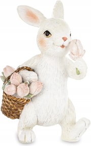 Húsvéti figura Bájos nyuszi tulipán kosárral 11x6x6cm AP183353