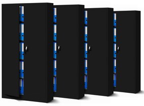 4x készlet fém iratszekrény JAN, 900 x 1850 x 400 mm, fekete